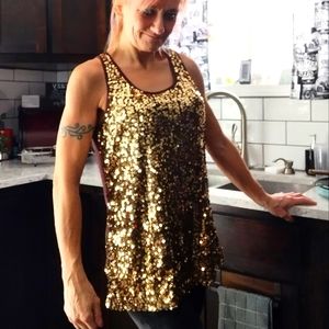 Brown/gold sequined top
